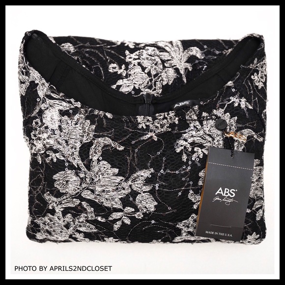 COCKTAIL DRESS EMBELLISHED SEQUIN BLACK SILVER LACE A-LINE MINI DRESS A2C - Picture 3 of 7